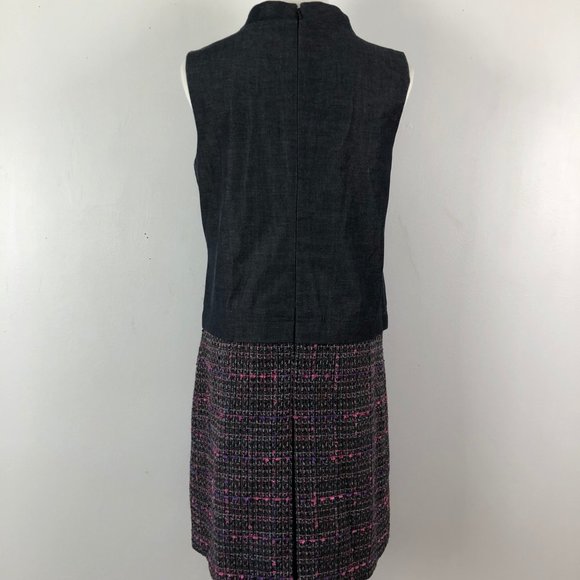 HALOGEN Dress Small Denim Gray Pink Tweed Skirt High Neck NWOT Size Small - Picture 7 of 9